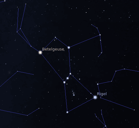 La estrella Betelegeuse. FOTO: Software libre Stellarium