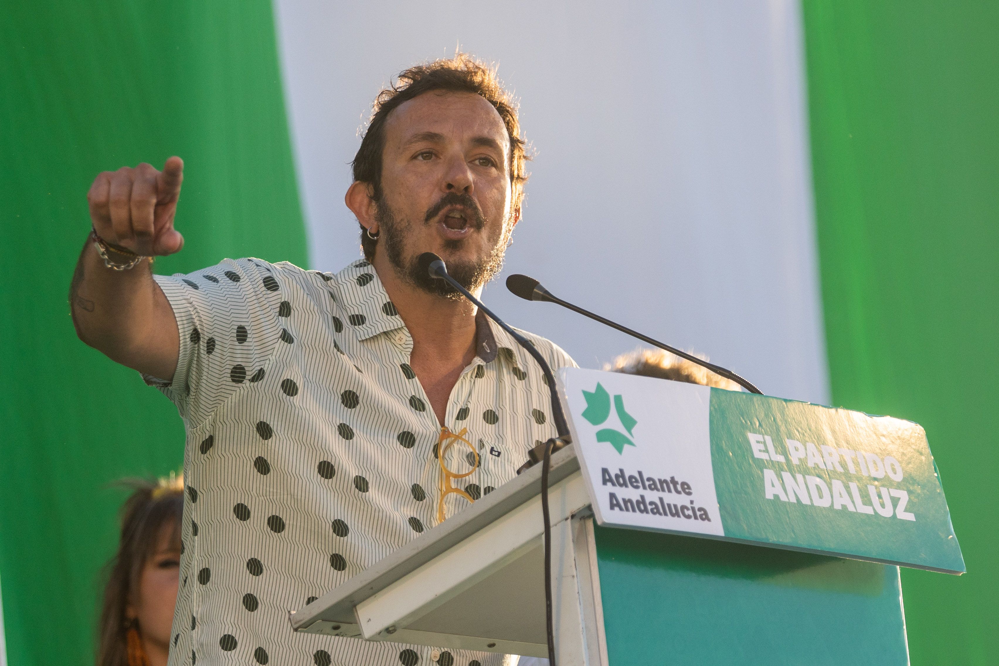 Kichi, durante su discurso en el mitin celebrado por Adelante Andalucía este sábado en Cádiz.
