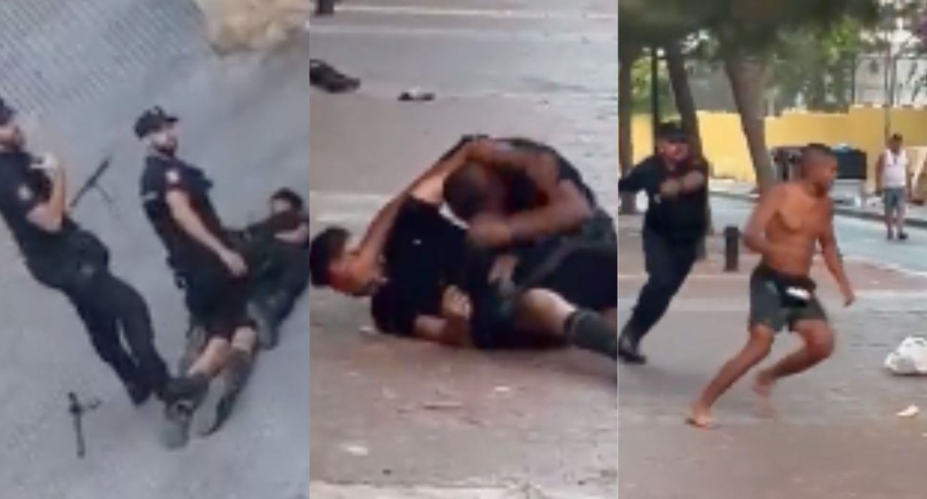 Tres imágenes de los momentos de terror vividos en el barrio malagueño de La Palmilla.