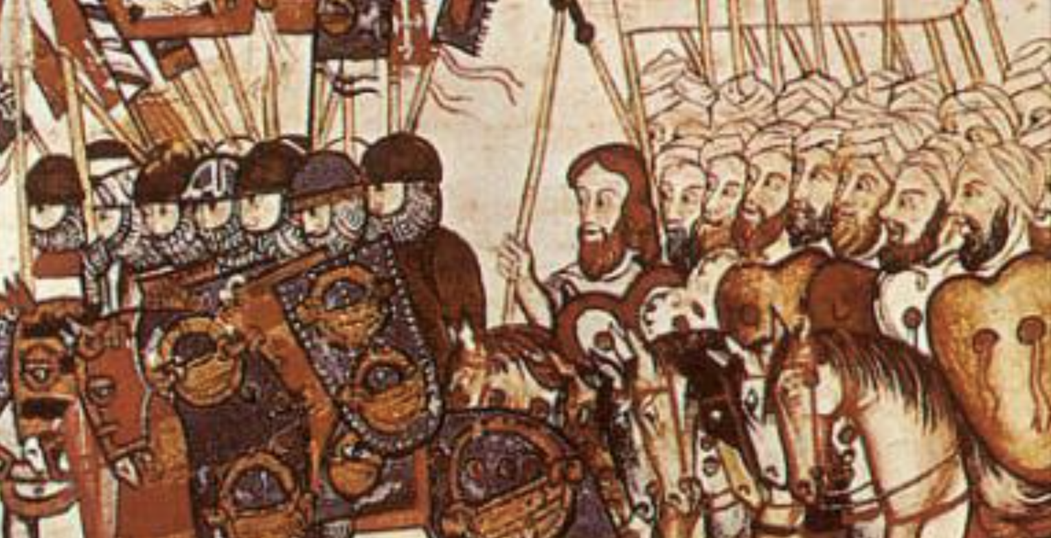 Ilustración de tropas musulmanas y cristianas.