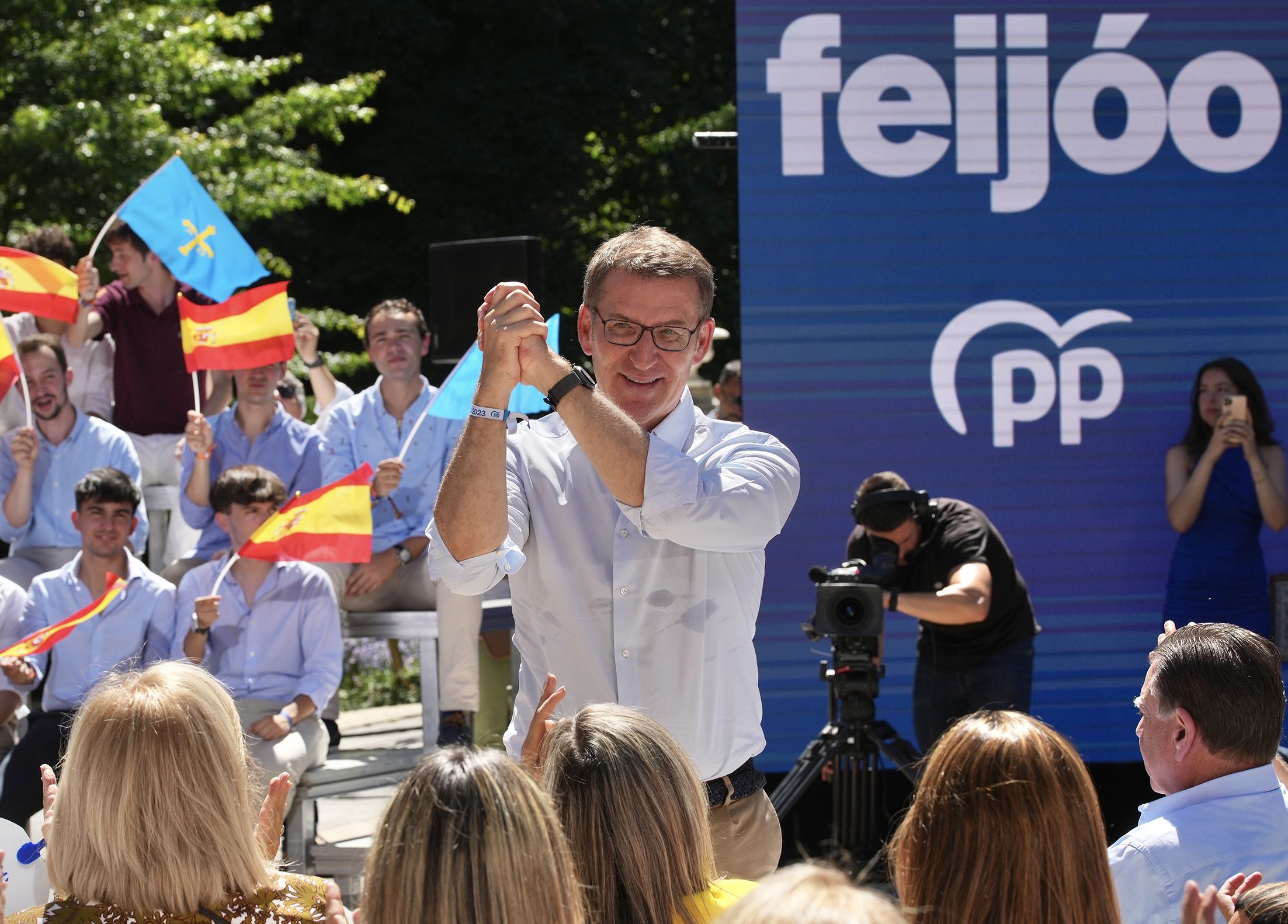 Feijóo, líder del PP, en un acto de campaña.