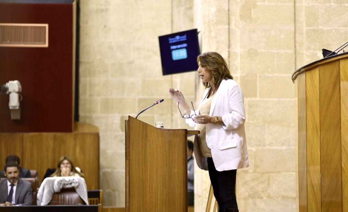 Susana Díaz, durante su intervención en el Parlamento, este pasado martes. FOTO: PSOE-A