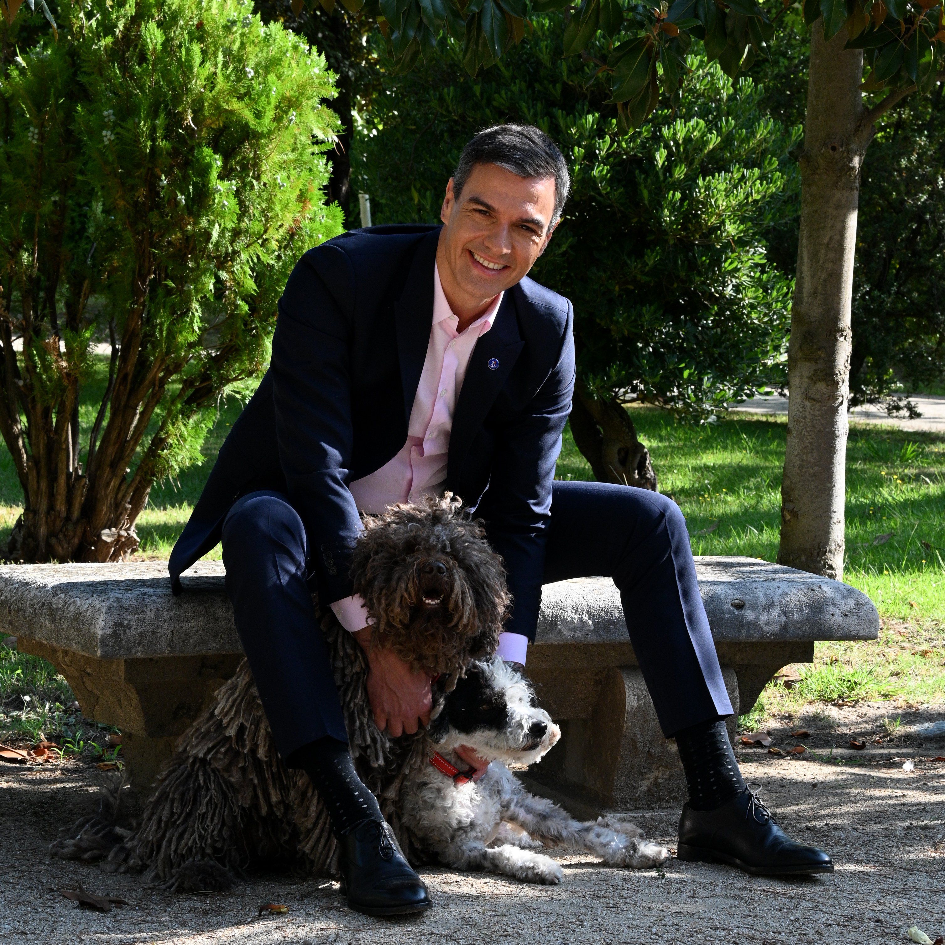 Pedro Sánchez con sus perros.