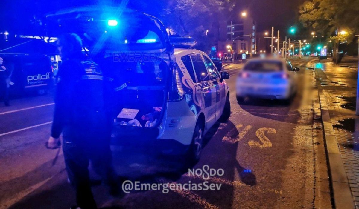 Un momento del dispositivo policial., en el entorno de Plaza de Armas. FOTO: Emergencias Sevilla