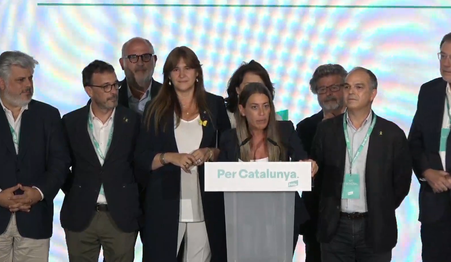 Junts, el partido de Puigdemont, en la noche electoral.