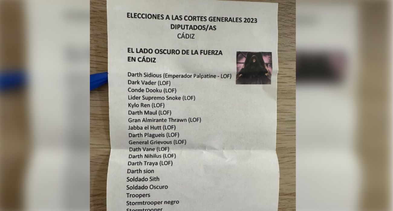 La curiosa papeleta encontrada en un colegio electoral de Jerez.