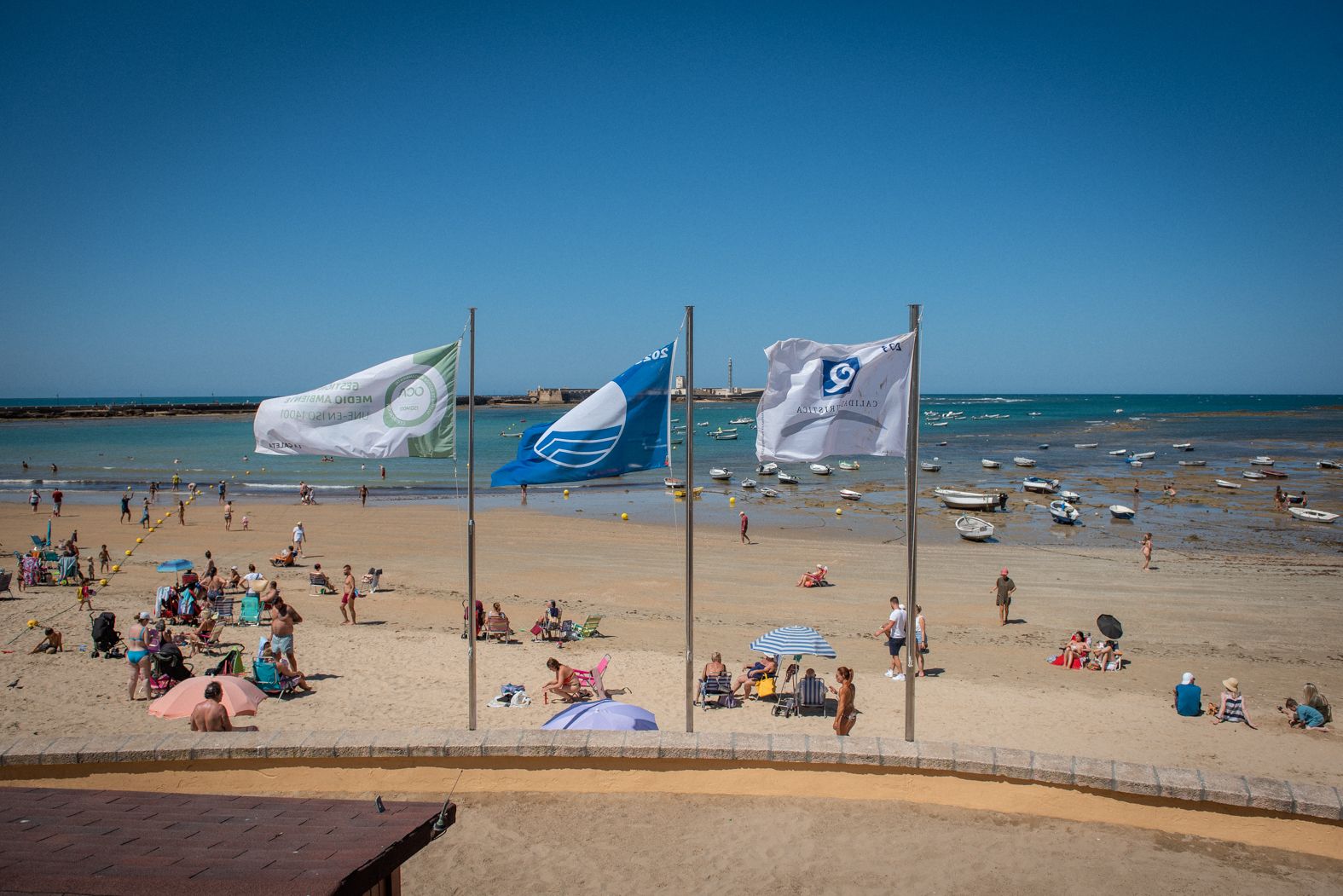 La playa de La Caleta de Cádiz hace unos días.