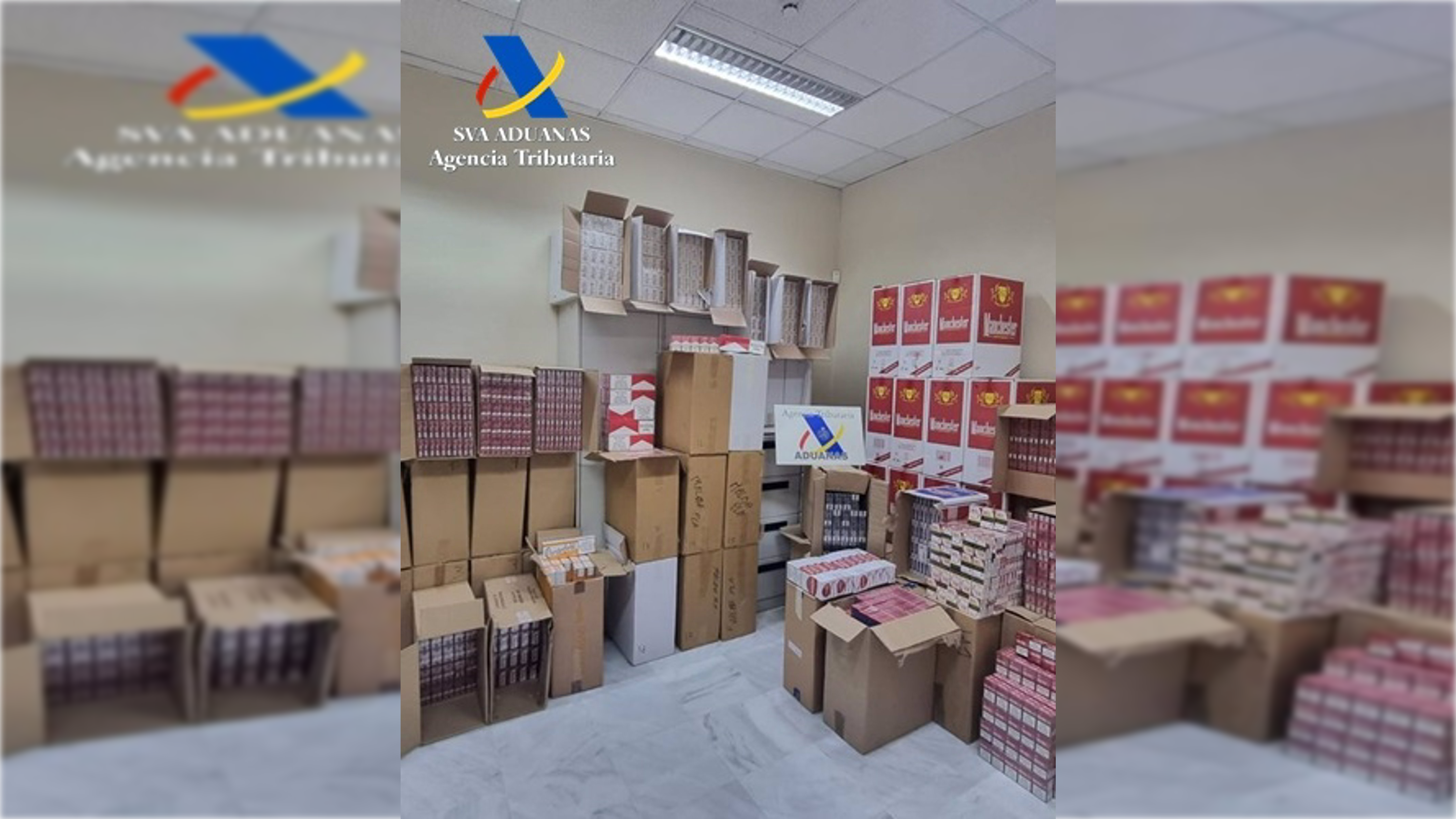 Las cajetillas de cigarrillos de contrabando que escondía un vecino de Jerez en un trastero.