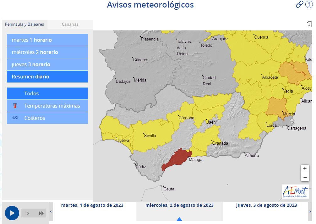 La previsión de Aemet para este miércoles.