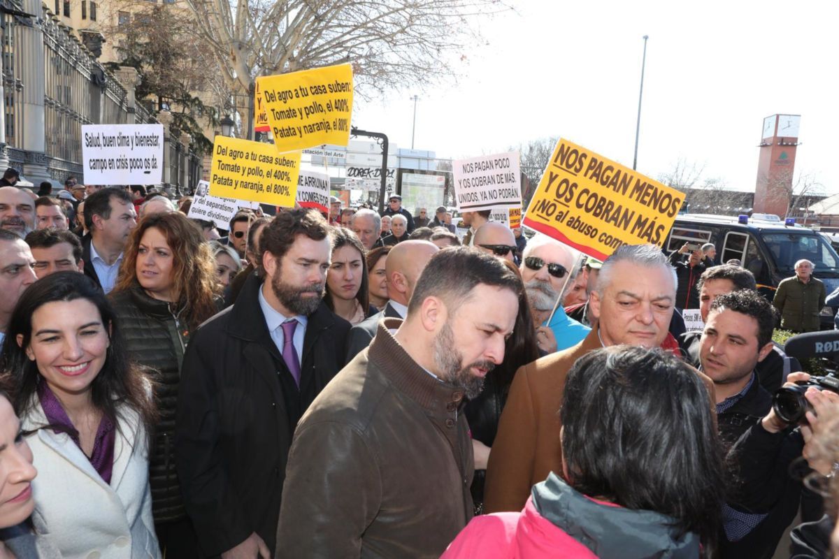 Abascal junto a otros líderes de Vox, en la manifestación. FOTO: Vox
