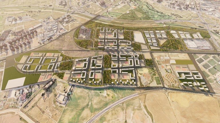 Recreación del proyecto urbanístico en Villanueva del Pítamo.