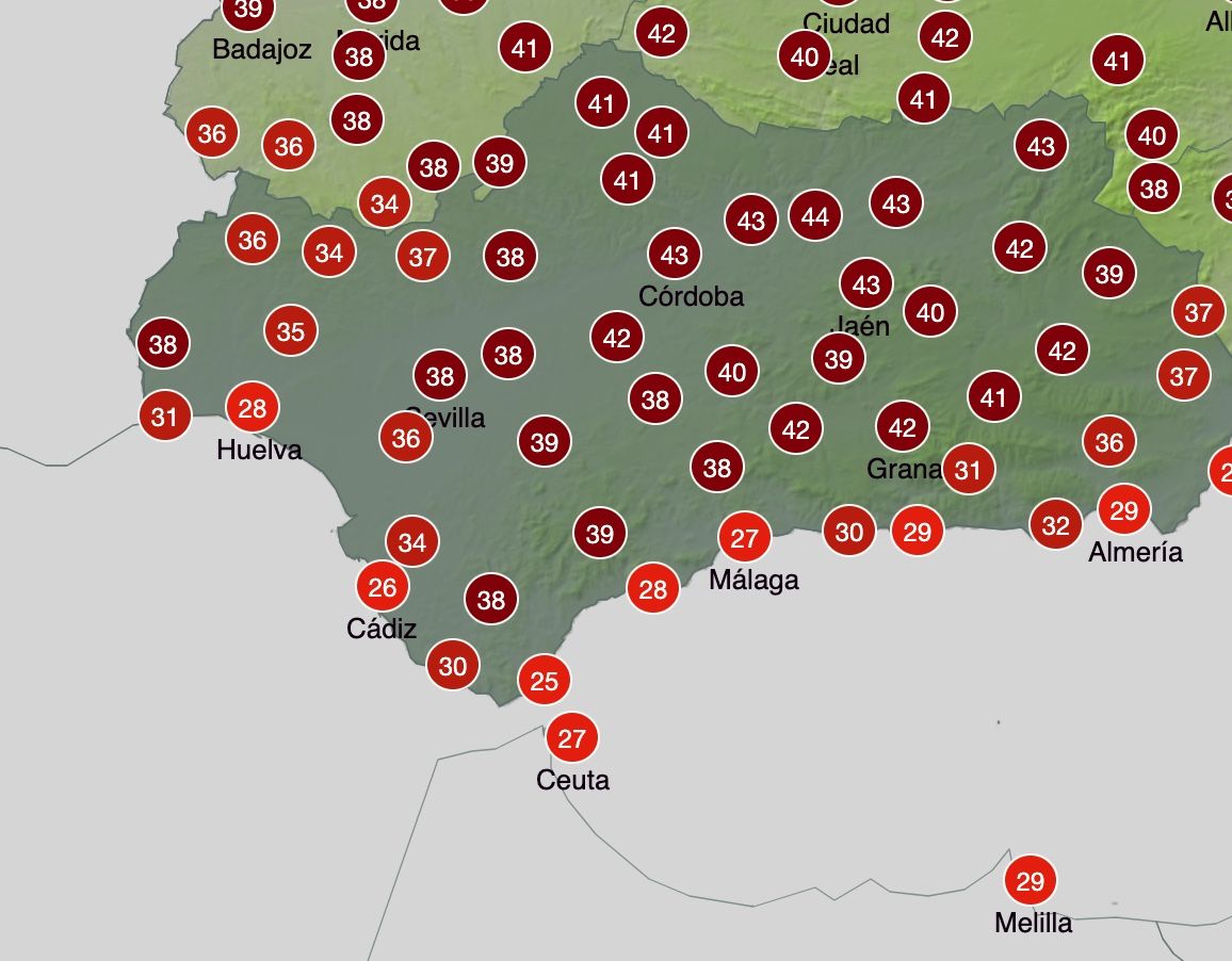Temperaturas máximas este miércoles 9 de agosto