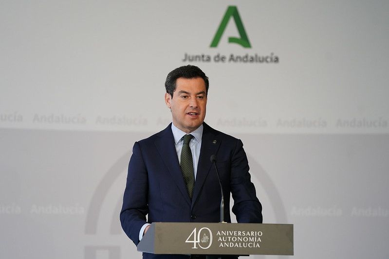 El presidente andaluz, Juan Manuel Moreno, en un acto reciente. FOTO: JUNTA DE ANDALUCÍA 