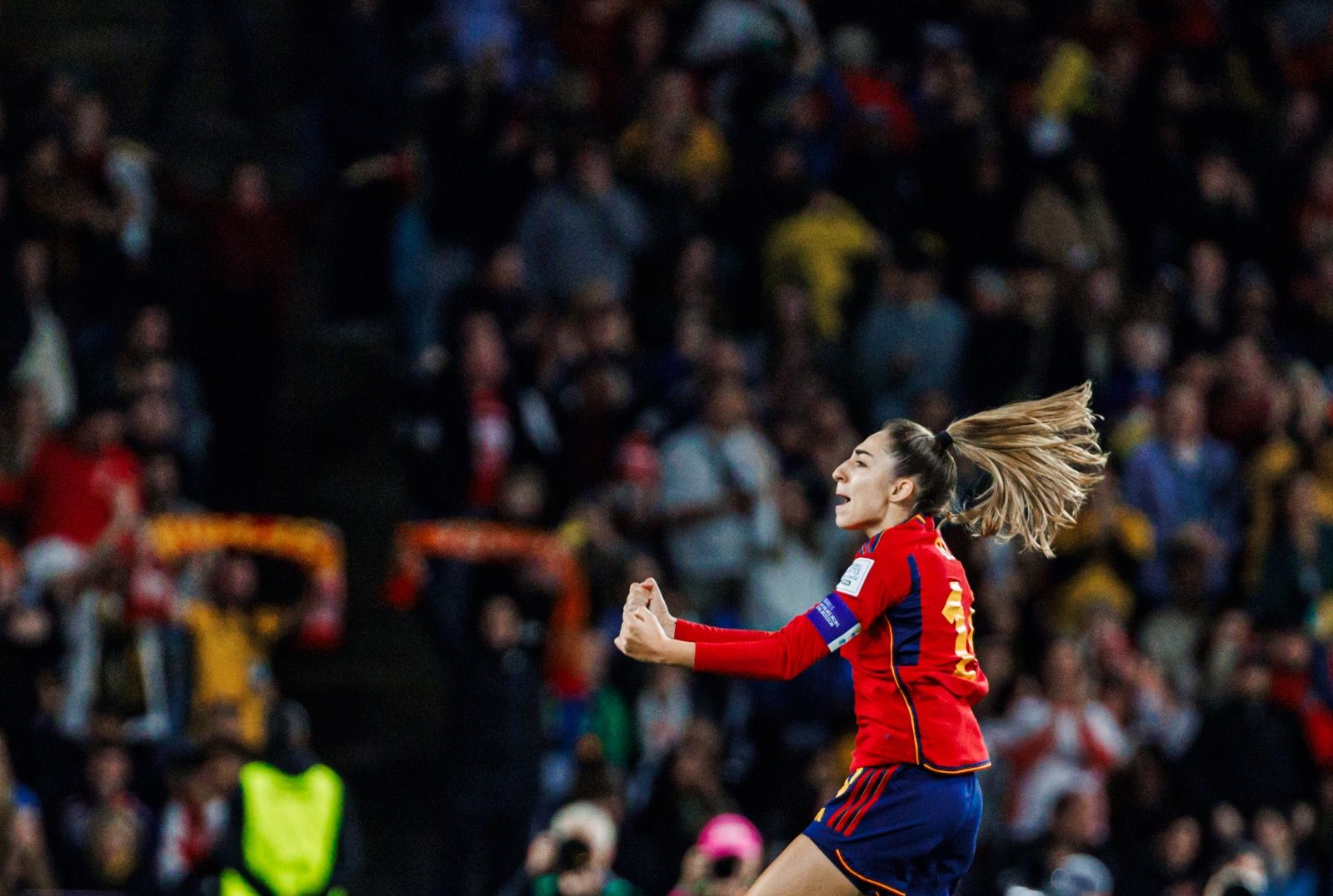 Olga Carmona celebra el gol que ha dado la victoria a España en el Mundial.