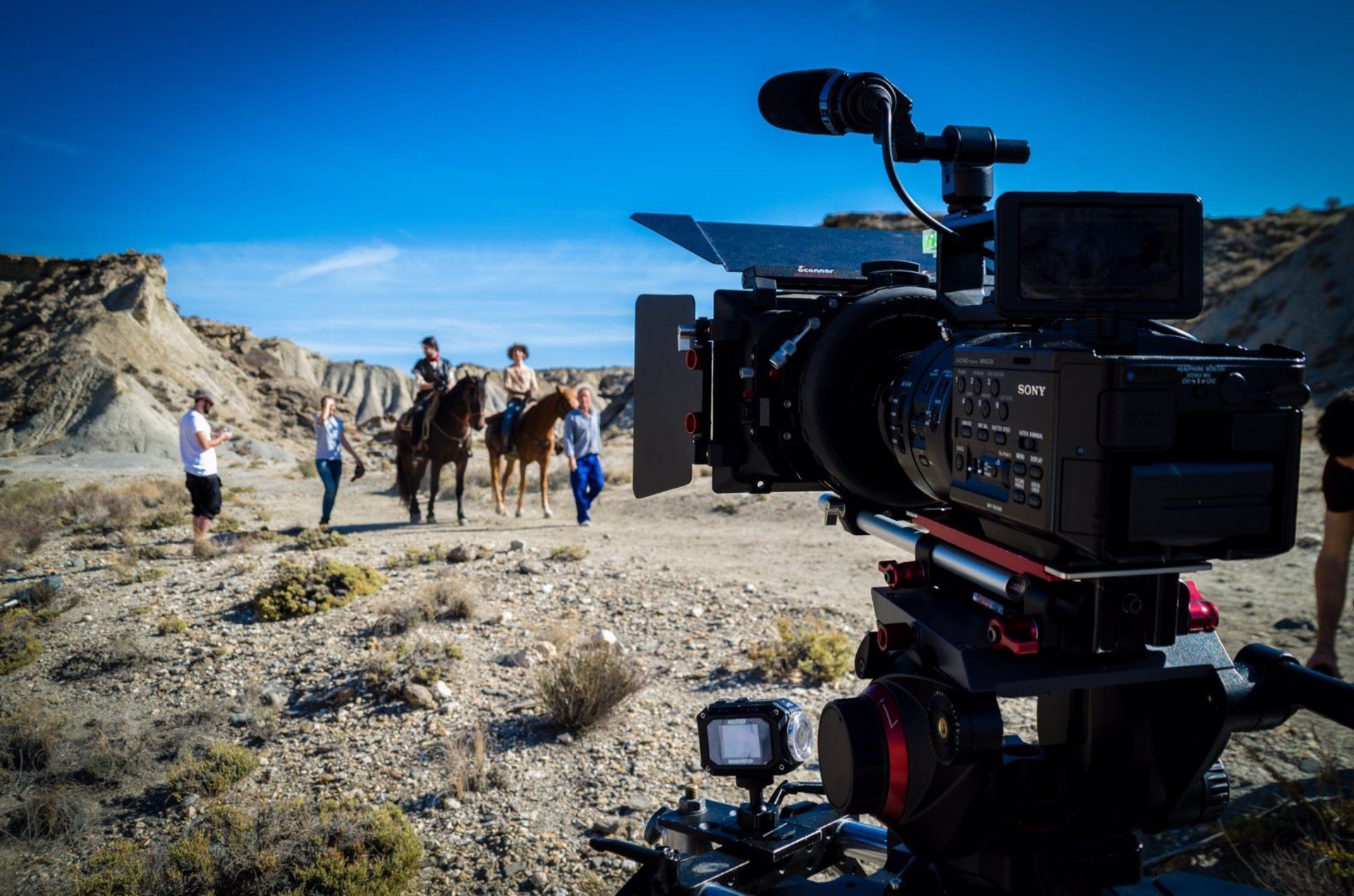 El rodaje de una de las películas realizadas en el paraje natural del Desierto de Tabernas, en Almería.