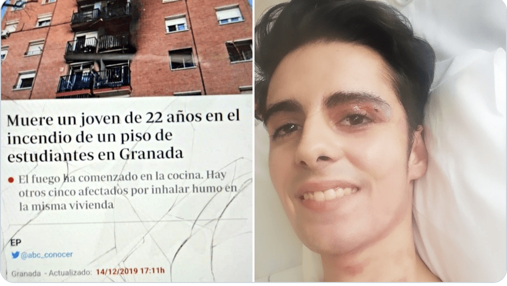 Daniel Gómez, a la derecha en la imagen, tras conocer que recibía el alta.