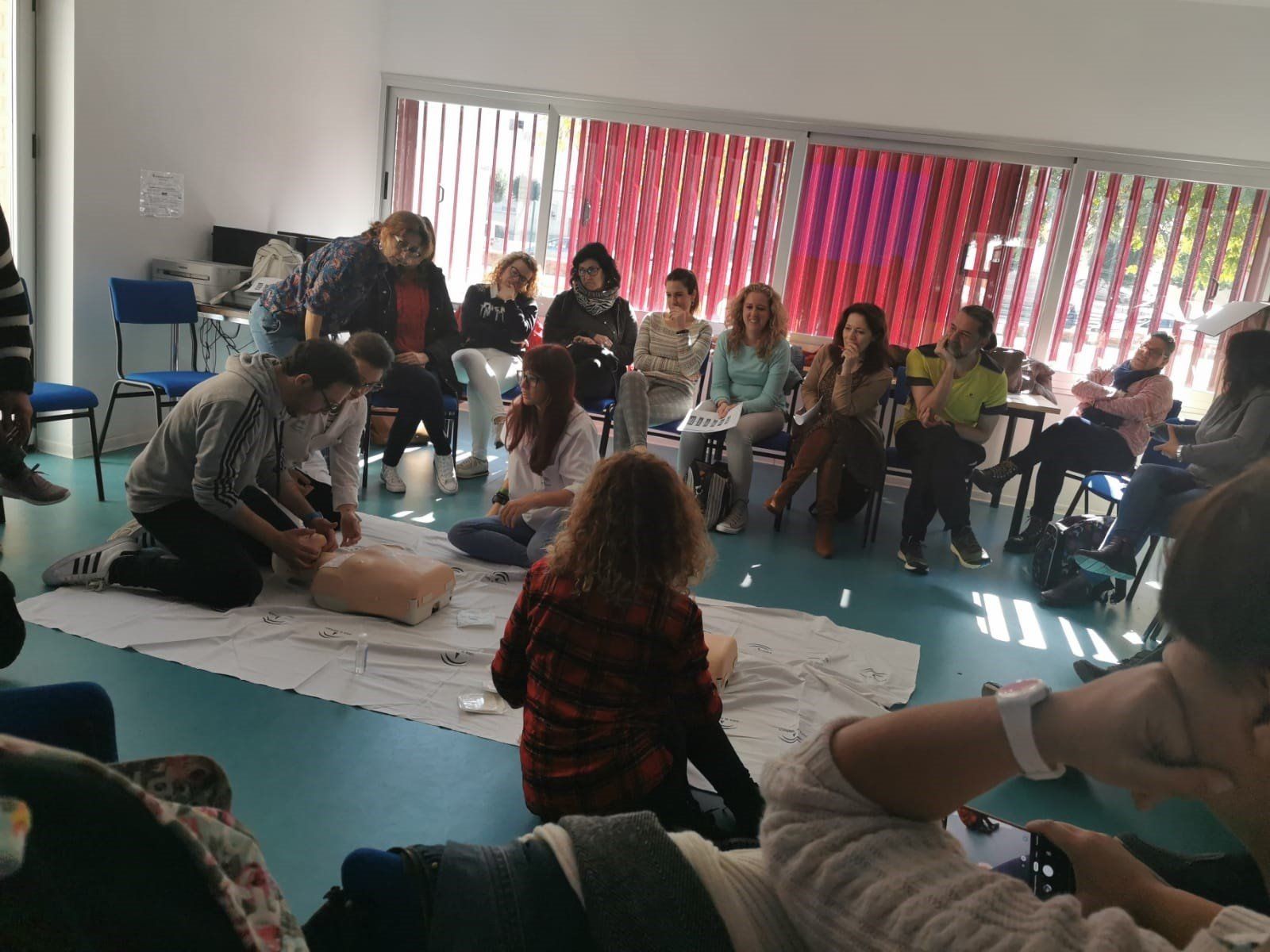 Profesionales del centro de salud de Las Delicias de Jerez, durante los talleres.