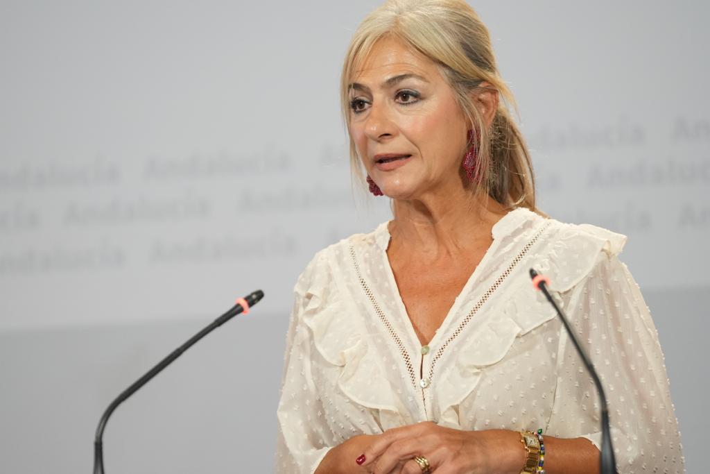 Patricia del Pozo, consejera de Educación en la Junta, en rueda de prensa.