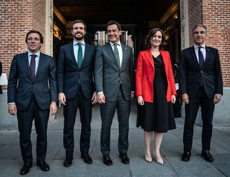 Almeida, Casado, Moreno, Ayuso y Bendodo, en Conde Duque, en Madrid. FOTO: JUNTA
