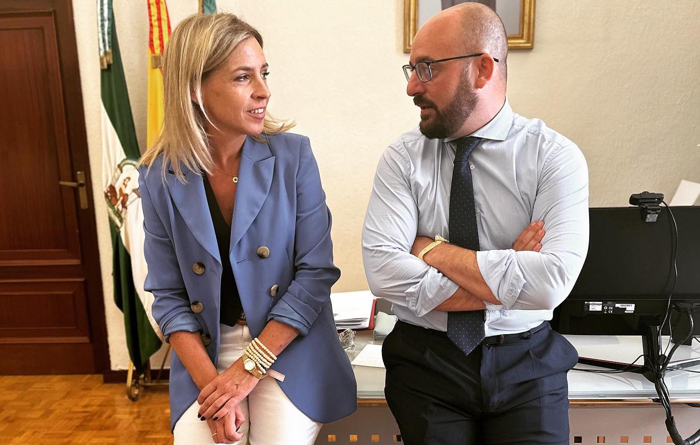 Germán Beardo, alcalde de El Puerto y vicepresidente de Diputación de Cádiz, en días pasados, junto a la presidenta de la institución provincial, Almudena Martínez del Junco.