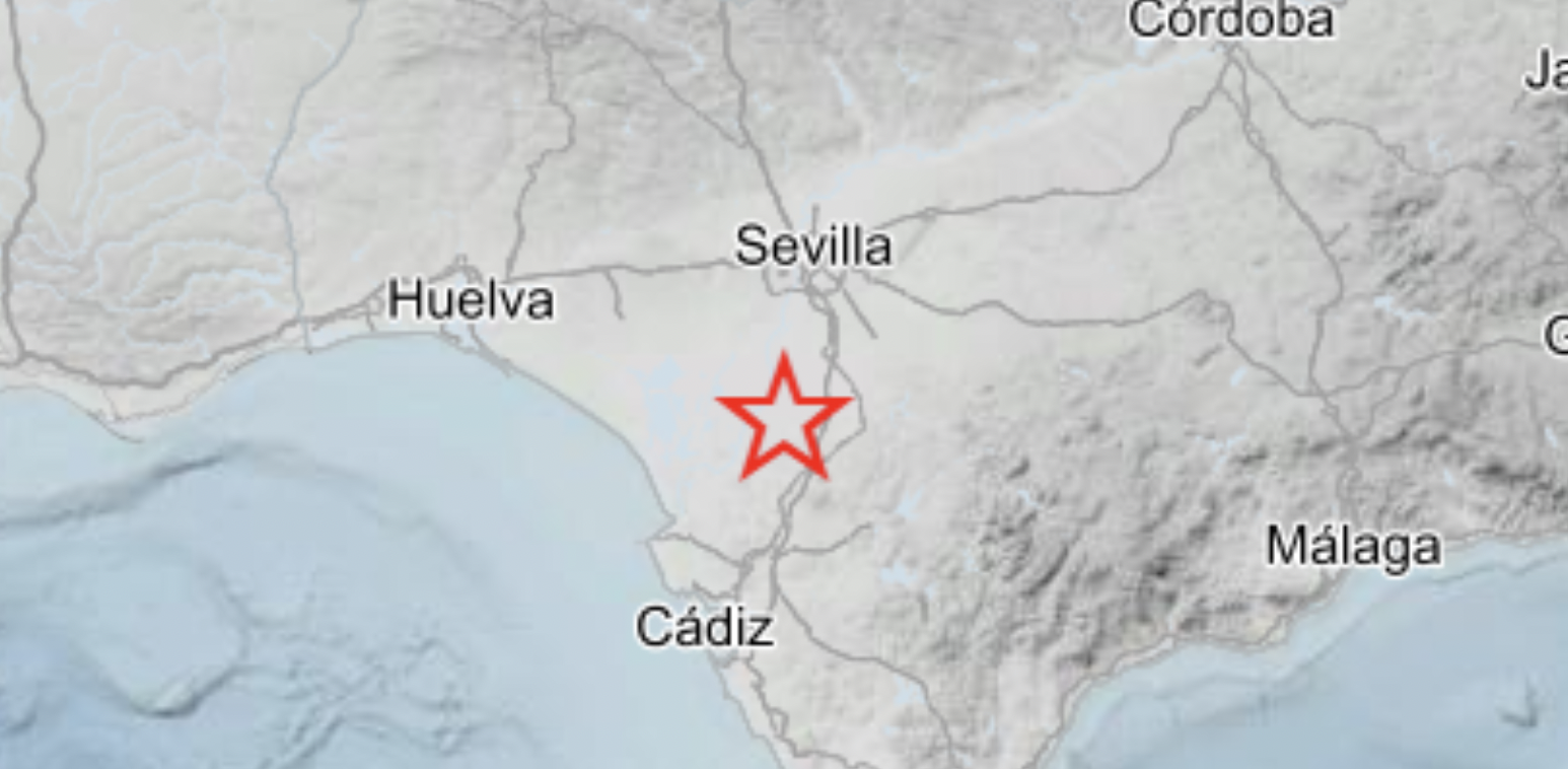 Epicentro del terremoto de Lebrija, este domingo. Epicentro del terremoto de Lebrija, este domingo.