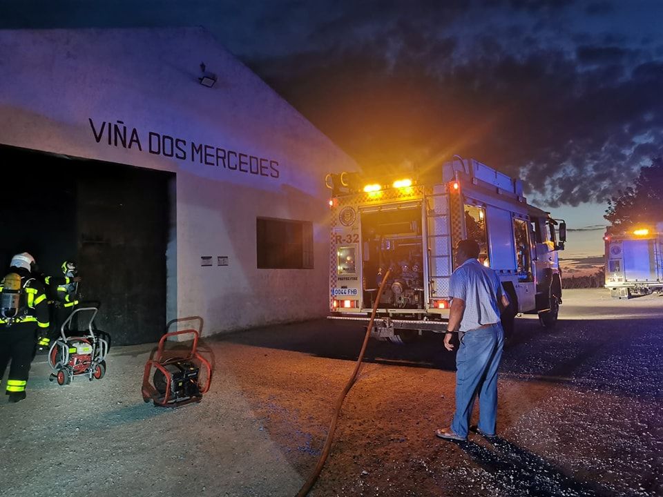El incendio en la viña Dos Mercedes, de la bodega de Jerez Williams & Humbert.