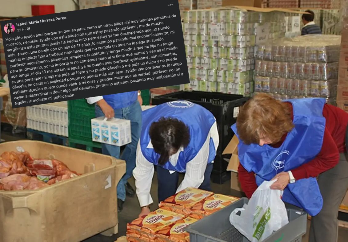 Una madre ha pedido ayuda. En la imagen, su mensaje y un banco de alimentos.