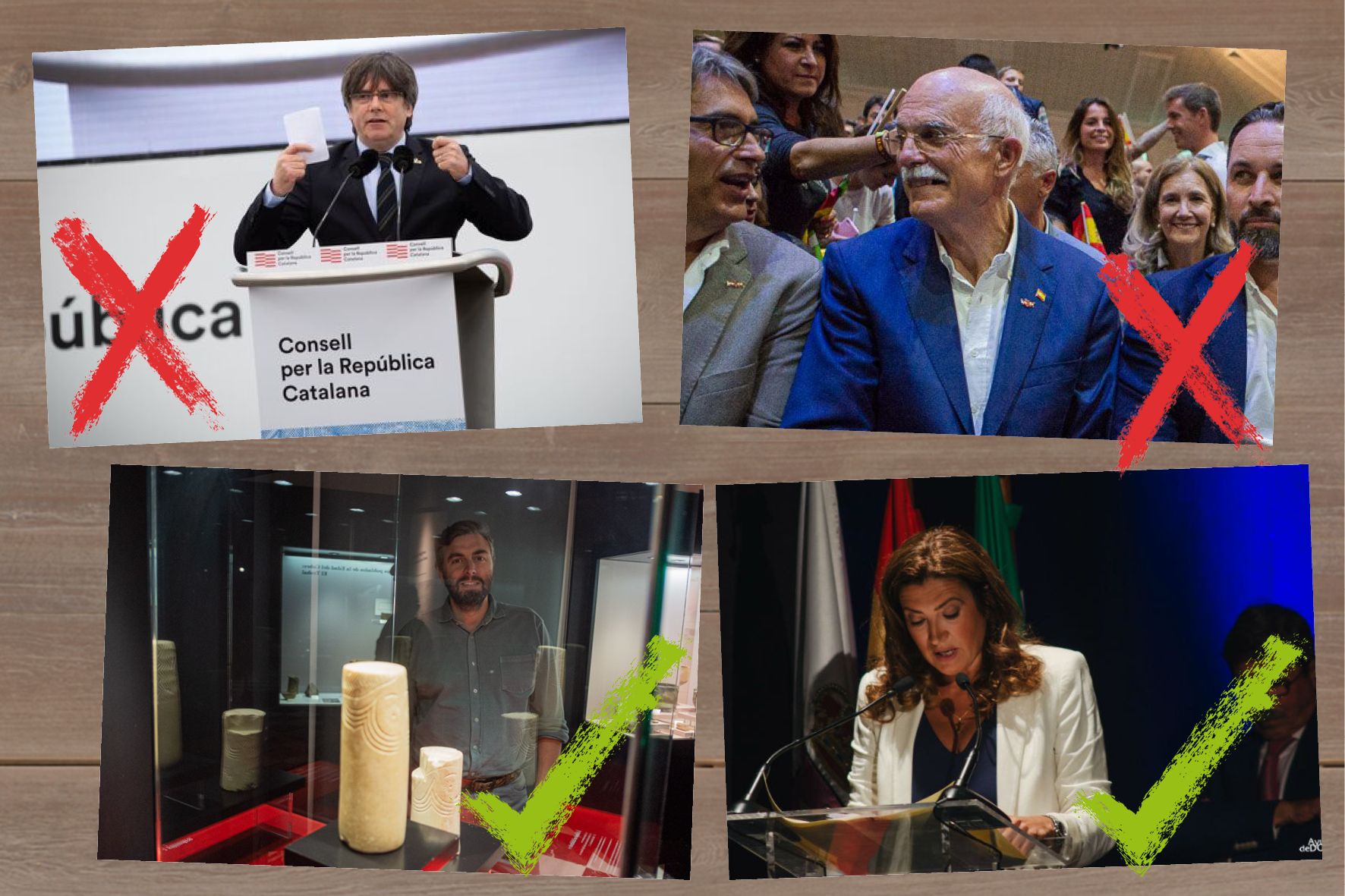 Arriba: Puigdemont y Rosety. Abajo: Núñez y Garófano.