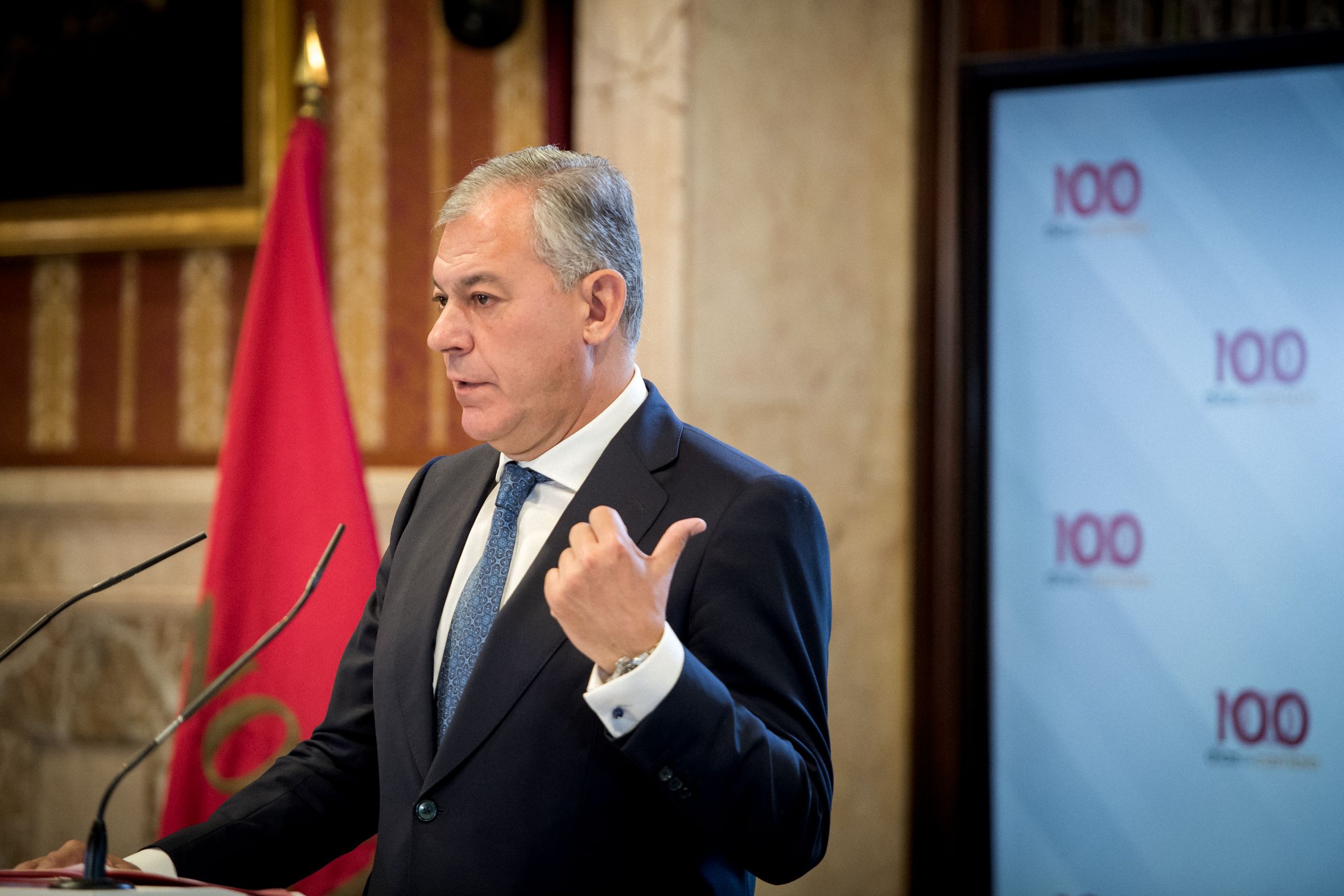 El alcalde de Sevilla, José Luis Sanz, en el acto por los 100 días de gobierno.