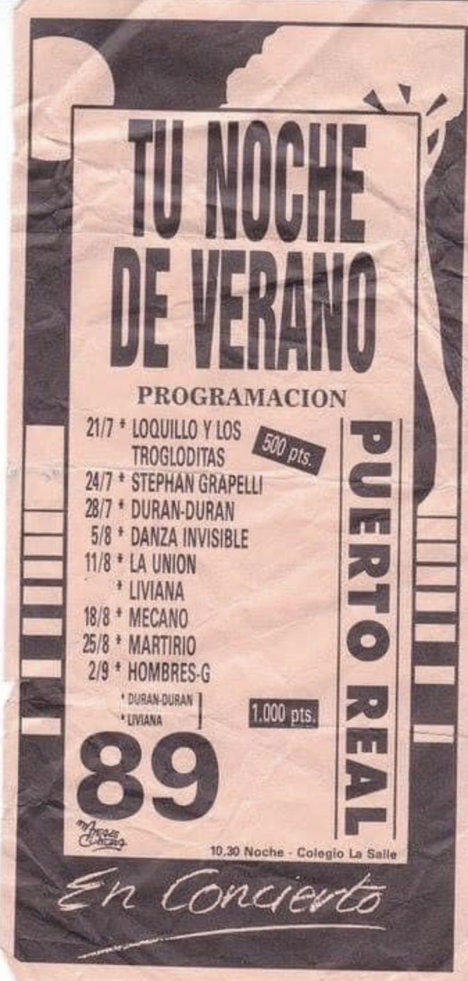 Cartel de los conciertos en Puerto Real.