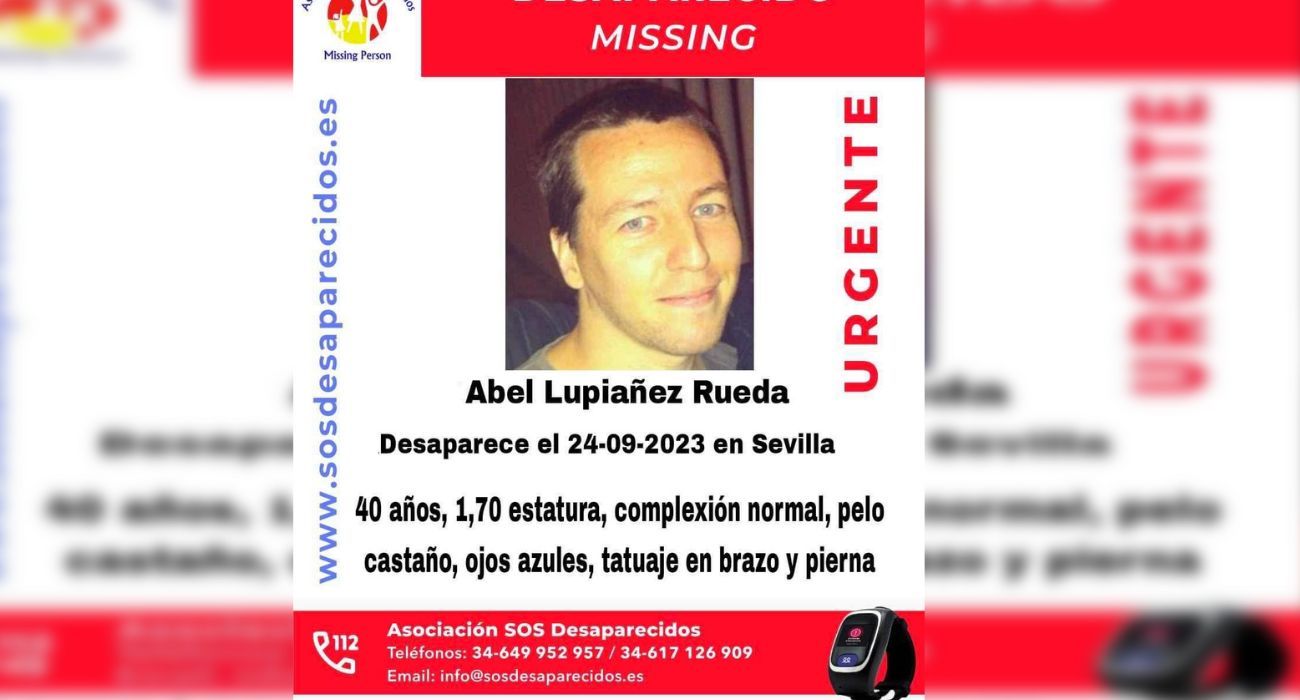 Cartel de búsqueda de Abel Lupiañez, desaparecido el domingo en Sevilla.