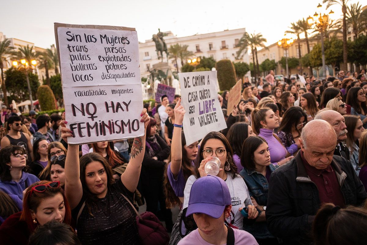 La manifestación del 8M en Jerez, en 2020