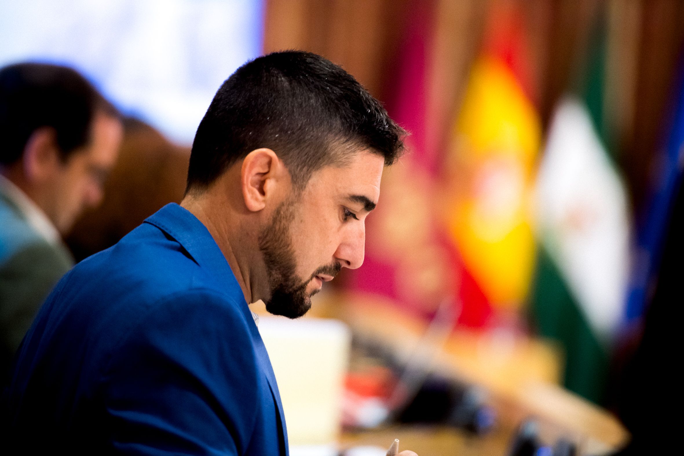 El concejal de IU Sevilla Ismael Sánchez, en un pleno pasado.