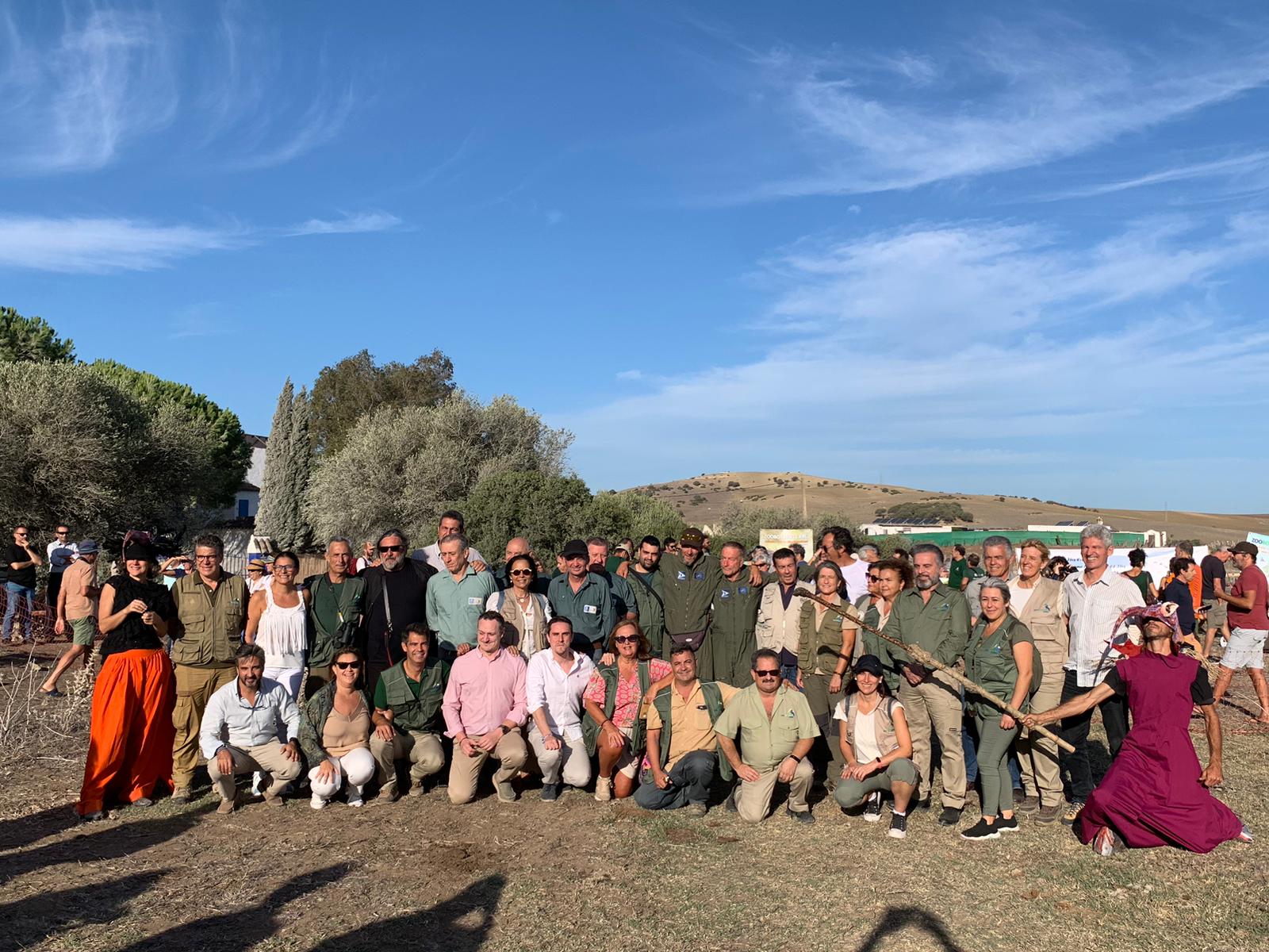 El equipo en la llegada del ibis eremita.