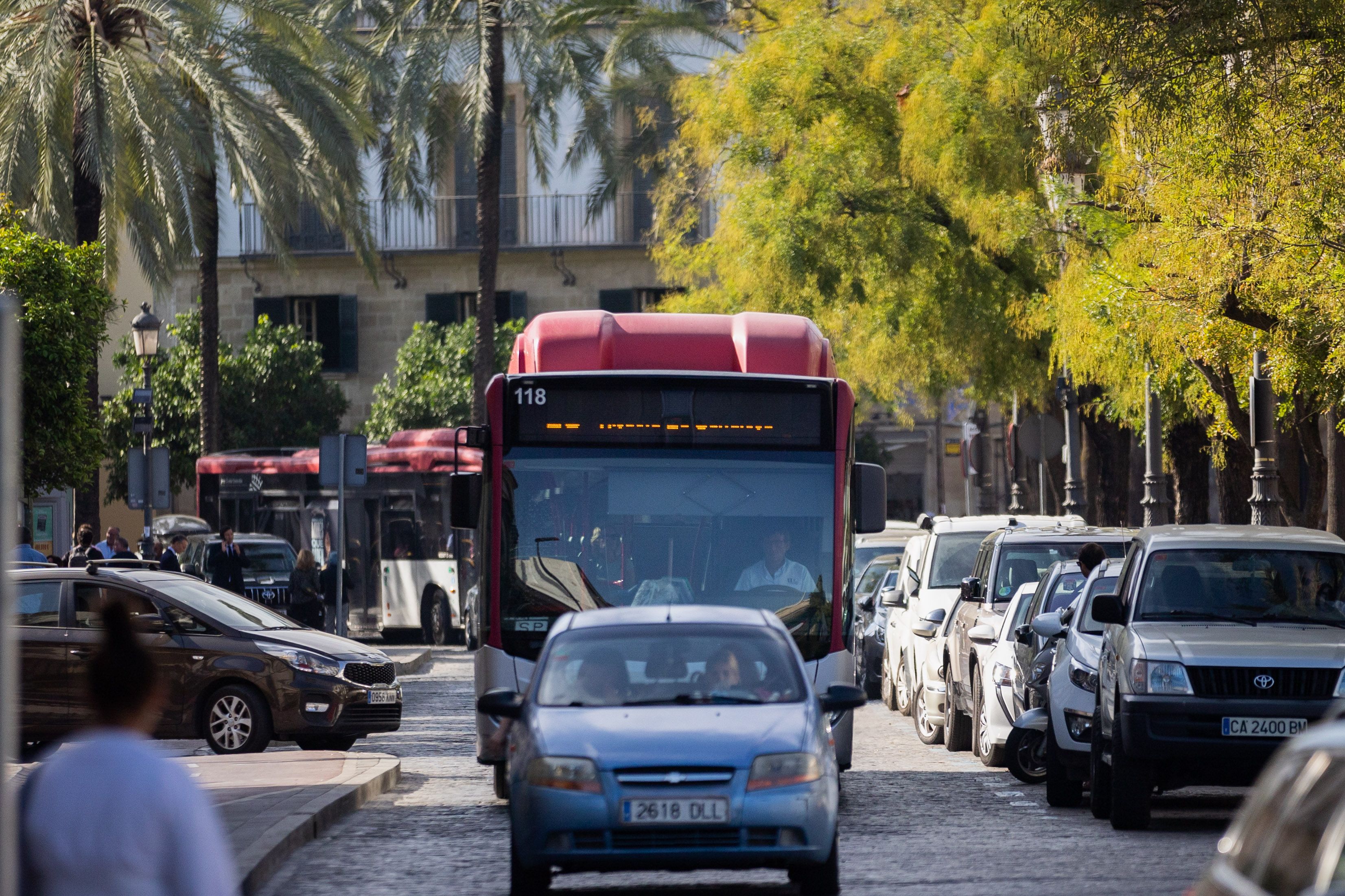 Autobuses urbanos de Jerez en una imagen de archivo.