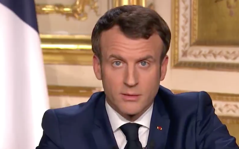 El presidente de Francia, Emmanuel Macron, durante un comparecencia.