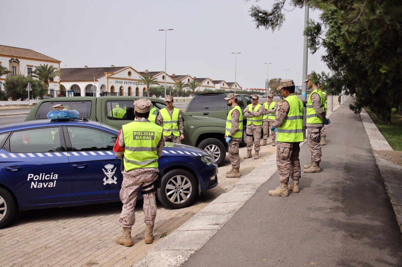 La Infantería de Marina, desplegada en Jerez. FOTO: JUAN CARLOS TORO