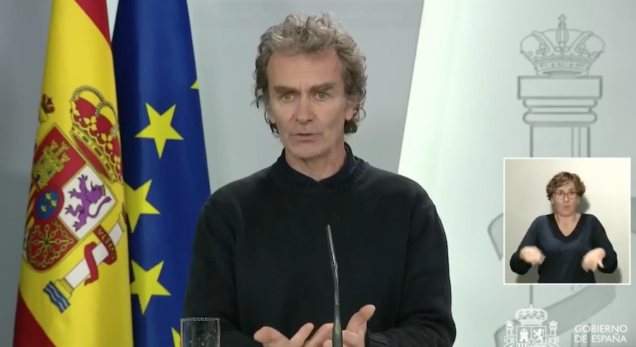 Fernando Simón, director del Centro de Coordinación de Alertas y Emergencias Sanitarias, en rueda de prensa.