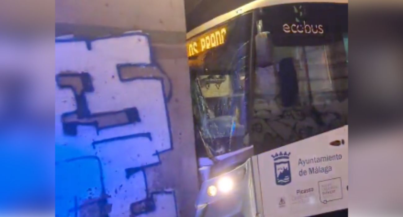 Imagen del impacto del autobús urbano contra un muro.   FOTO: @Alvaro_04_1995