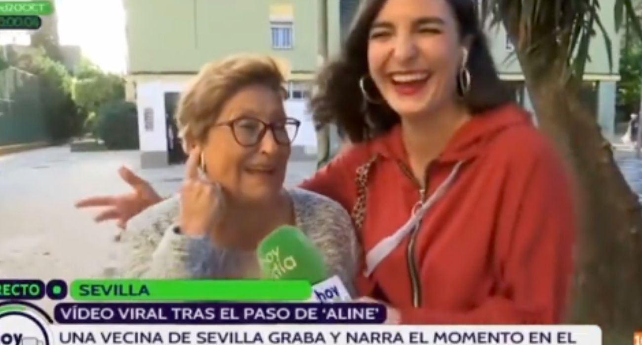 María Luisa Maya, narradora de la caída de una palmera en Pino Montano, en el programa 'Hoy en día' de Canal Sur.