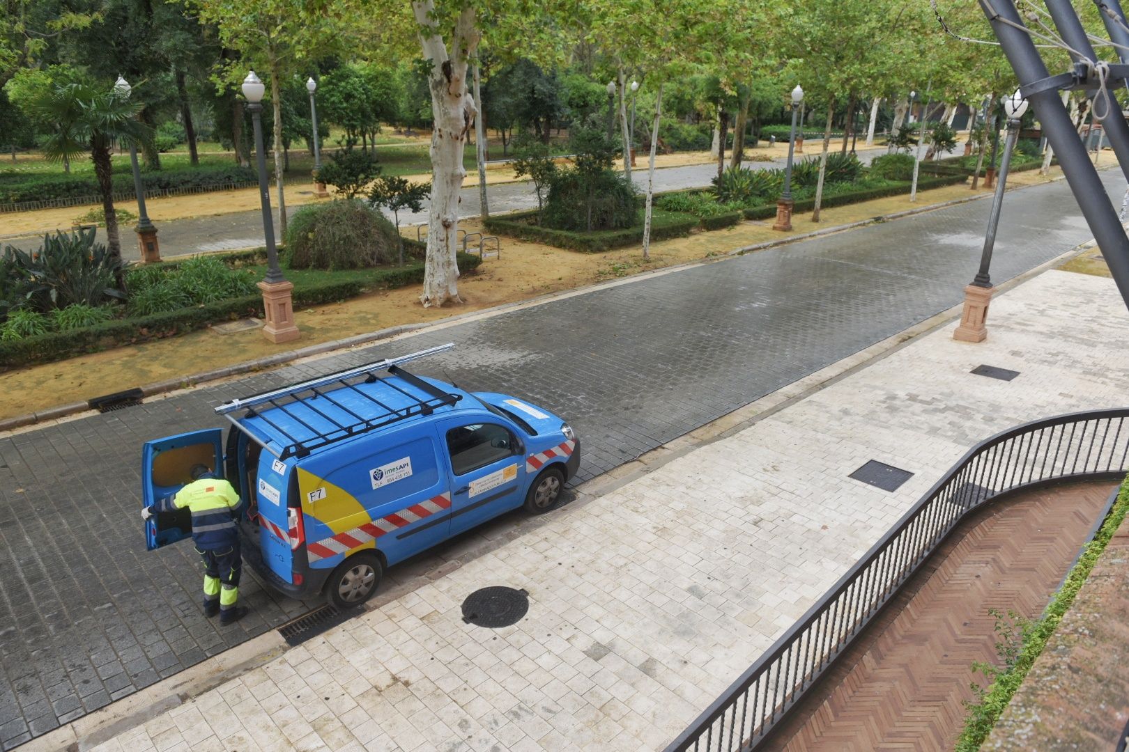 Así está el parque de María Luisa este lunes.
