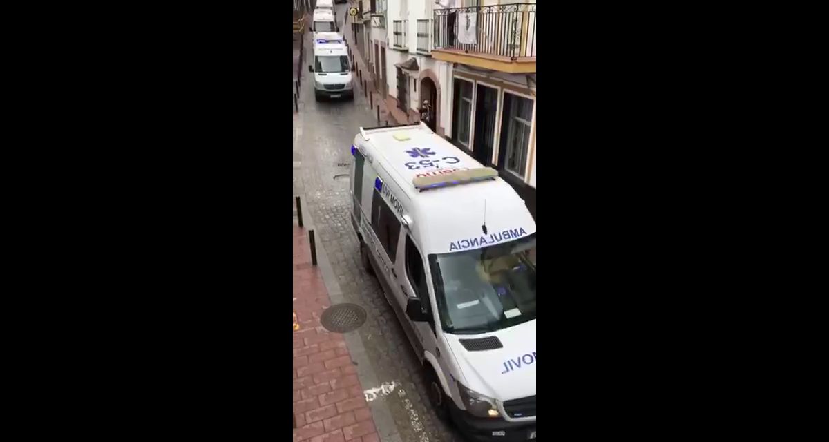 La comitiva que trasladó a los abuelos en Alcalá. 