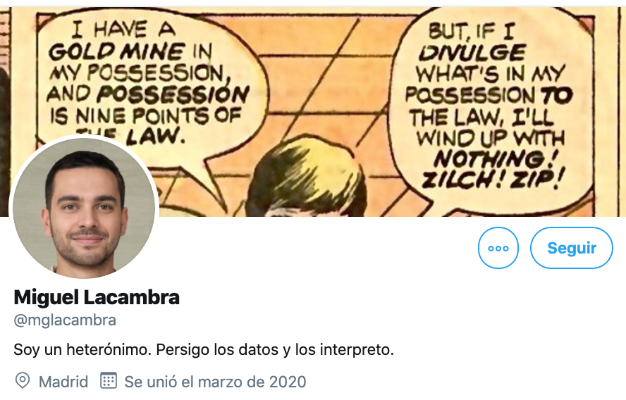 Perfil de Twitter de Miguel Lacambra. 