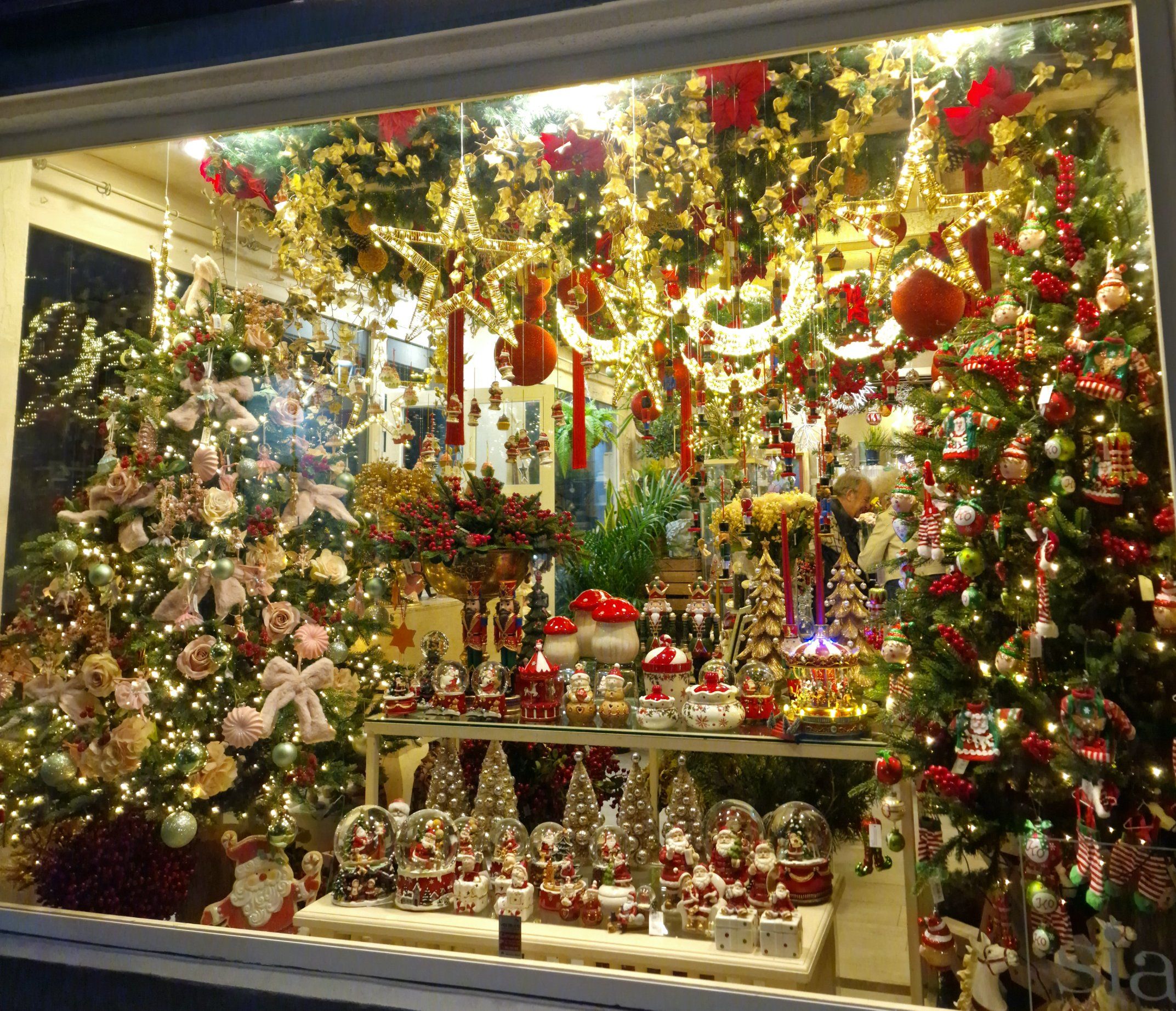Impresionante escaparate navideño de una floristería en San Fernando.