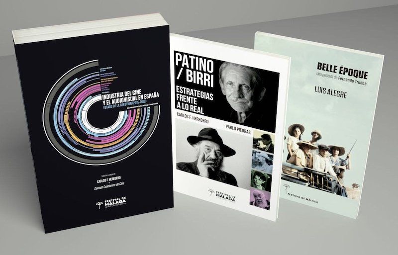 Los tres últimos libros editados por el Festival de Cine de Málaga.