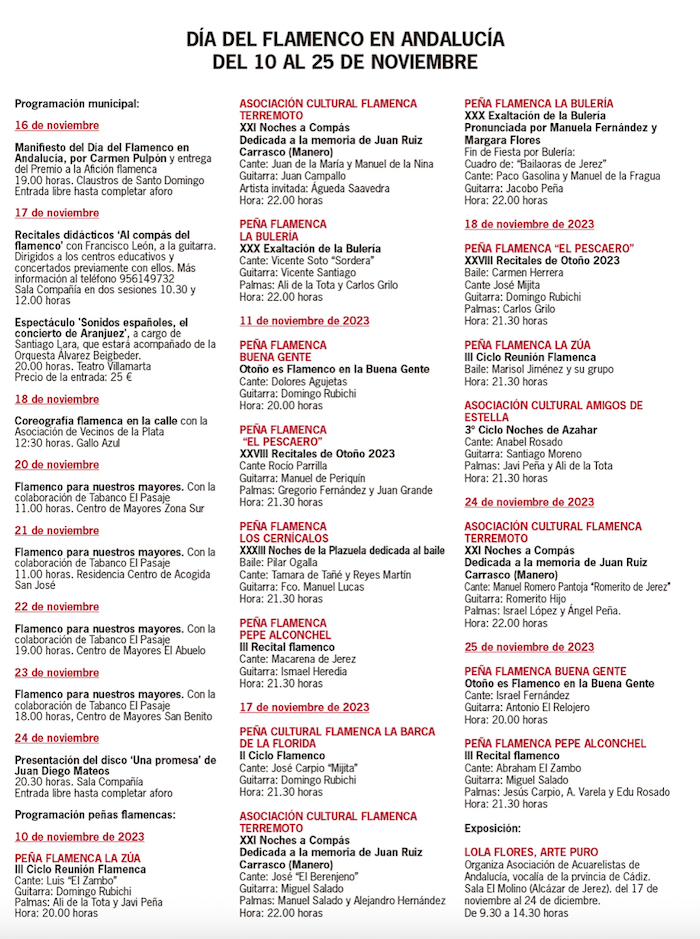 Programación completa del Día del Flamenco.