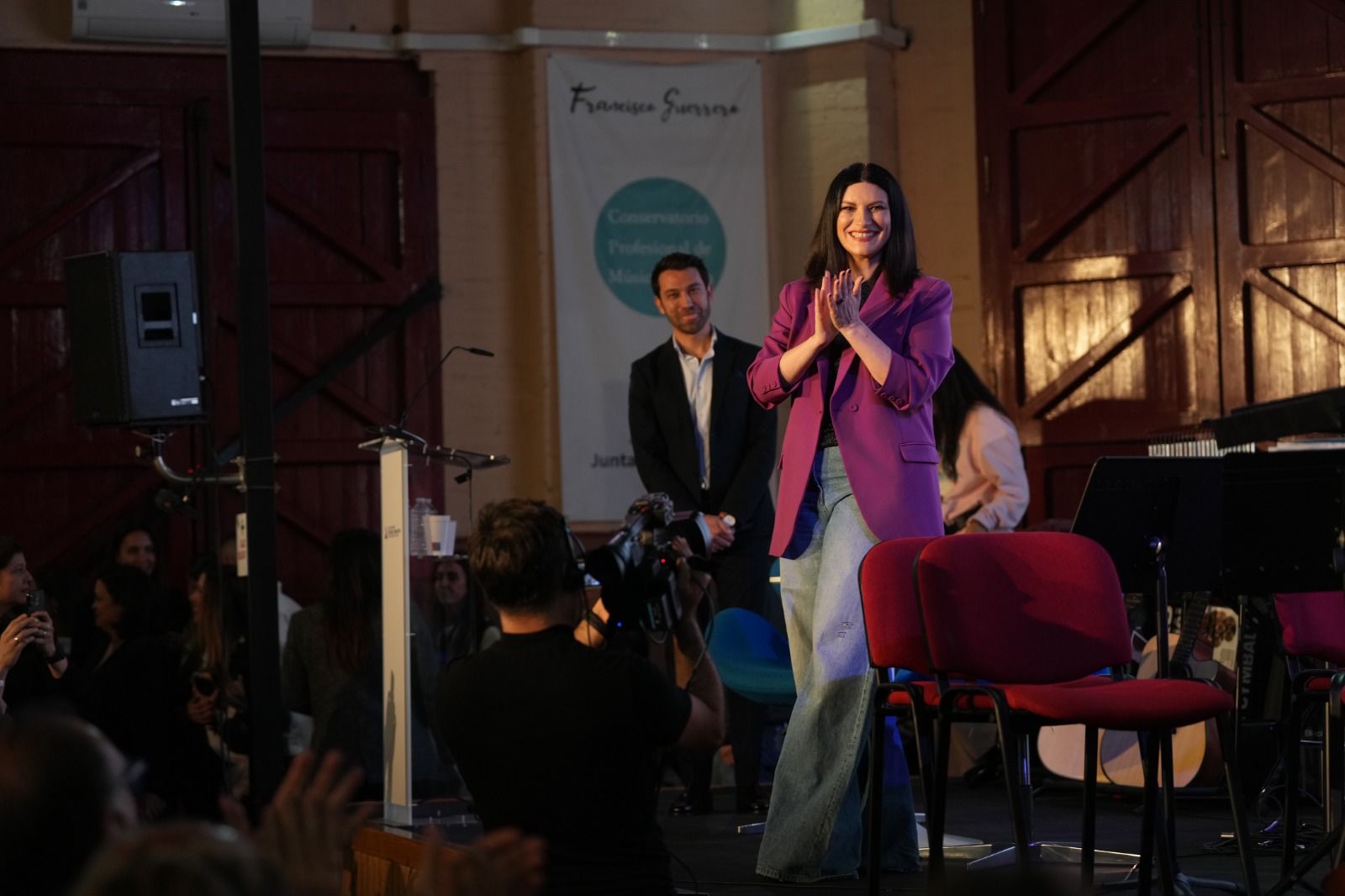 Laura Pausini, durante el evento con el que ha comenzado la semana grande de los Grammy en Sevilla.