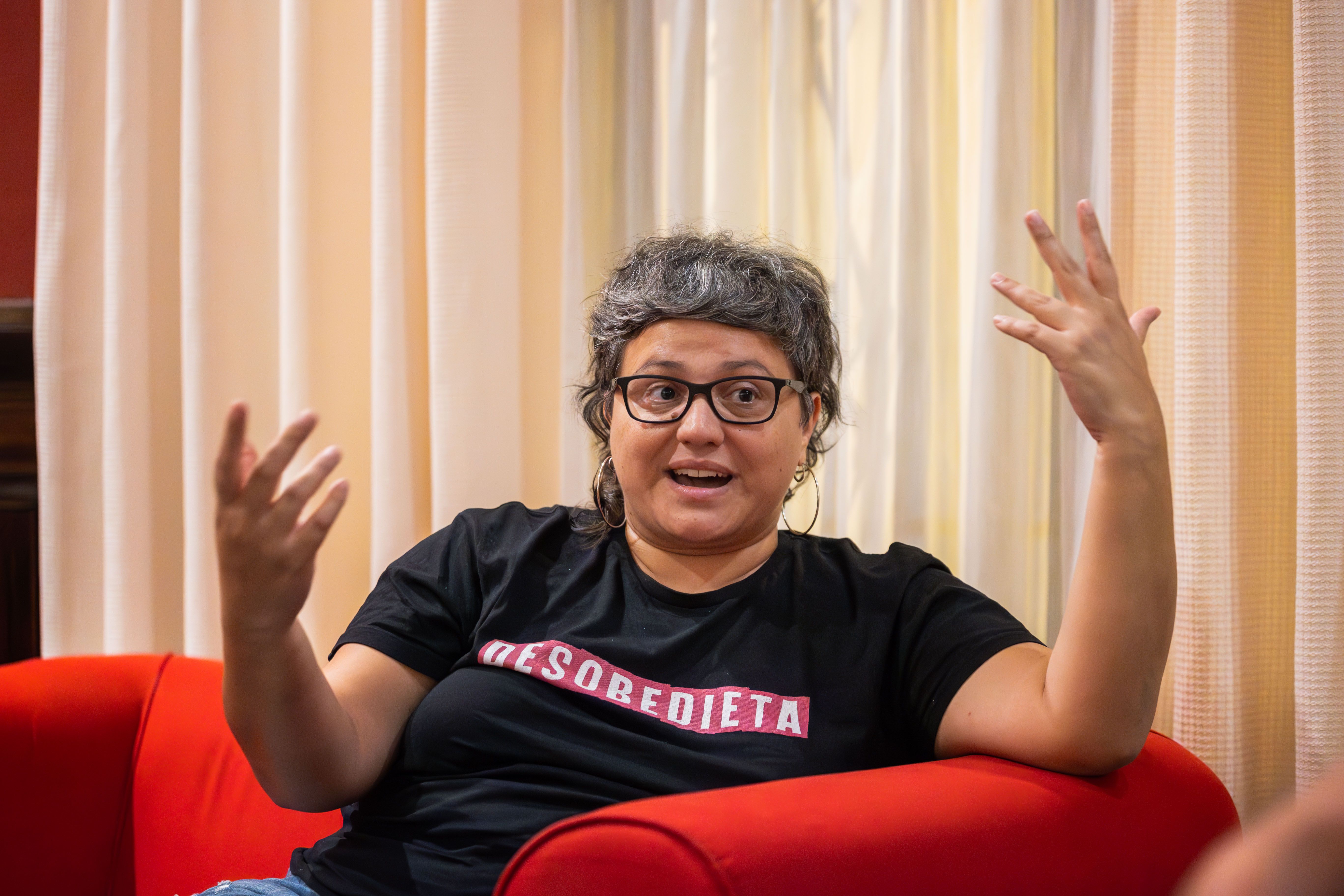 La filósofa hispano-uruguaya, durante la entrevista. MANU GARCÍA