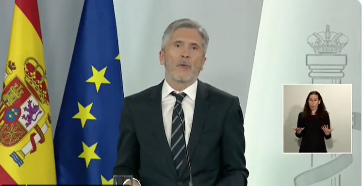 El ministro del Interior, Fernando Grande-Marlaska, durante una comparecencia.