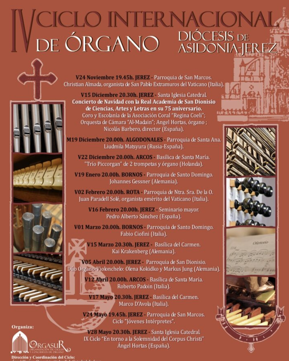 Cartel con la programación de conciertos.